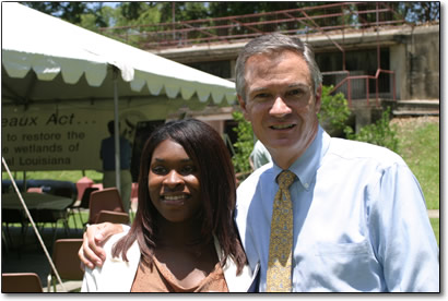 Pictured with Senator Breaux is Lashanta Enclade of Plaquemines Parish who was recognized for her essay “Why is coastal restoration important to the nation, Louisiana and me?”